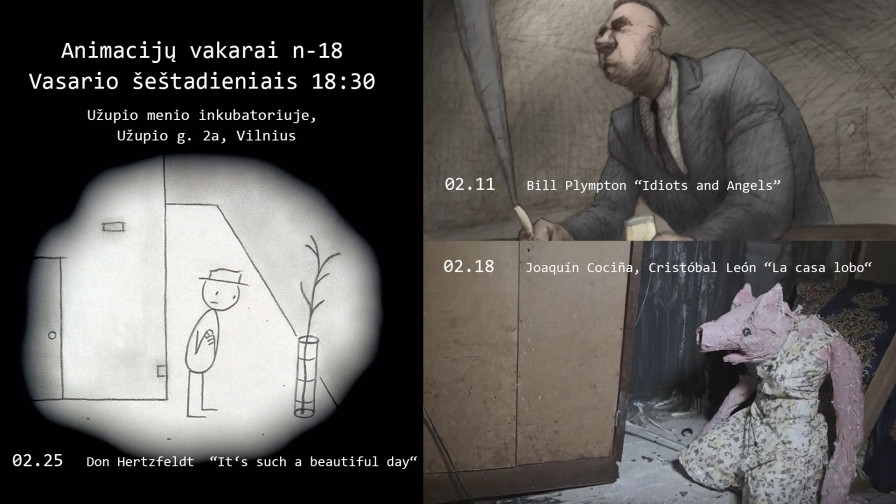 Animacinių filmų suaugusiems vakarai Užupio Meno Inkubatoriuje